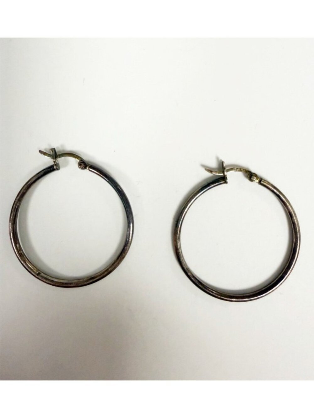 Vtg Sterling Silver Hoop Earrings 925 Minimalist Everyday Jewelry Patina 2.9g